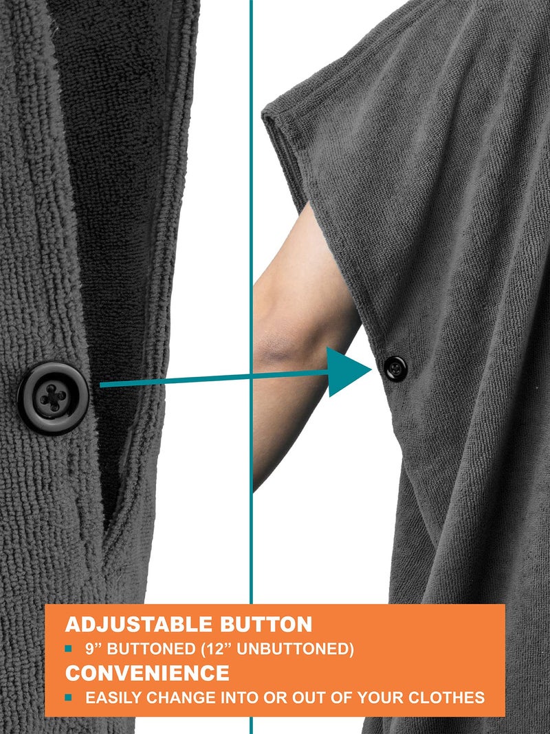 Suncube SUN CUBE Surf Poncho Changing Robe with Hood, Thick Quick Dry Microfiber Wetsuit Changing Towel for Surfing Beach Swim Outdoor Sports Men, Absorbent Wearable Towel Cover Up with Pocket, Gray - Image 5